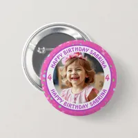 Personalized Confetti Photo, Name and Age Birthday Button