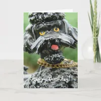 Black Antitque Poodle, Happy Birthday! Card