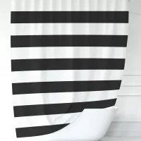 Modern Black and White Wide Stripes Shower Curtain