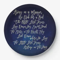 Away in A Manger Christmas Carol Midnight Blue Paper Plates