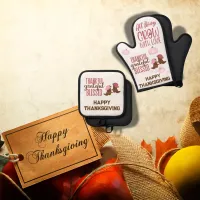 Thankful, Grateful, Blessed, Happy Thanksgiving |  Oven Mitt & Pot Holder Set