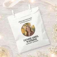 Elegant Floral Marble Memorial Remembrance Photo Favor Bag