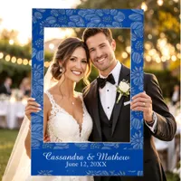 3D Blue Daisies Personalized Wedding Photo Op Selfie Frame