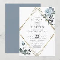 ENGAGEMENT | Watercolor Dusty Blue Floral Invitation