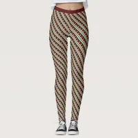 Maroon And Yellow Star Stripe Pattern Gym Fitness Leggings