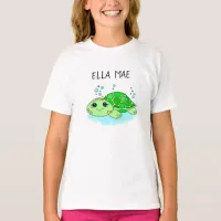 Personalized Cute Turtle Cartoon Name  T-Shirt