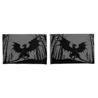 Black Silhouette Dragon on Grey - Fantasy | Pillow Case