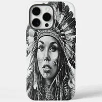 Feathered Indian warrior girl iPhone 16 Pro Max Case