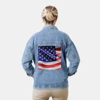 USA  Flag America Red White Blue Patriotic Womens Denim Jacket