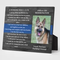 Police Dog Oath Officer Handler Police K9 Photo Plaque