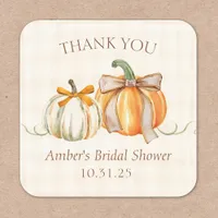 Personalized Bridal Shower Rustic Autumn Thank You Square Sticker