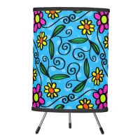 Abstract Floral Tripod Lamp