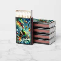 Colorful Mermaid Seated on Rocky Shore Matchboxes