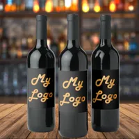 Custom logo image business black gold wine label