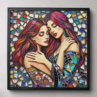 Two Women in Love | Faux Mosaic Tile Style
