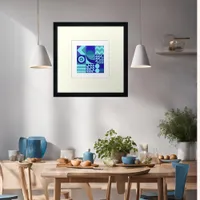 Abstract modern blues greens geometric shapes poster