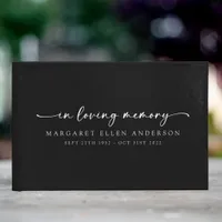 Black Modern Minimalist In Loving Memory Guest Book