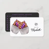 Stylish Black & Purple African American Nail Salon Business Card