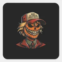 Funny Trumpkin Pumpkin Skeleton Make Halloween Gre Square Sticker