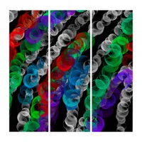 Black, Red, Green, Blue Abstract Bubbles Triptych