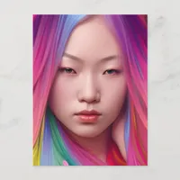 Woman With Colorful Hair Postcard