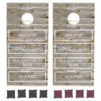 Rustic Faux Wood Drinking Rules Outdoors Game