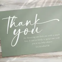 Oh Baby Sage Green Minimalist Baby Shower Thank You Card