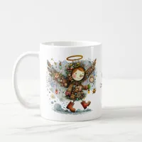 Quirky Christmas Folk Art Angel Coffee Mug