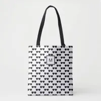 Cool Black & White Sunglasses Shades Monogrammed Tote Bag