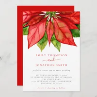 Christmas Wedding Large Red Poinsettia Invitation