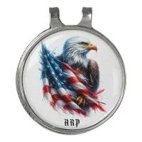 *~* American Flag Bald Eagle Initials AP16 USA Golf Hat Clip