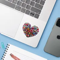 Floral Heart Pixel Art Sticker