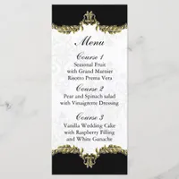 black gold wedding menu