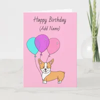 Happy Birthday Cute Hand Drawn Corgi Card