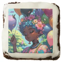 Pretty Black Anime Girl with Birthday  Brownie