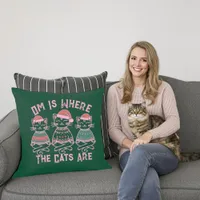 Om Is Where the Cats Are Festive Throw Pillow