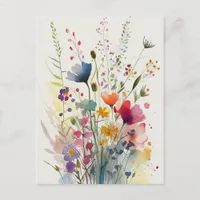 Gorgeous Watercolor Wildflowers Postcard