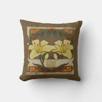 Yellow Lily Vintage Flowers Gratitude Happiness Throw Pillow