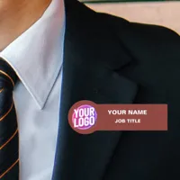 Brown Custom Logo Name Tag with Safety Pin