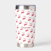 Cherry bow pink name insulated tumbler