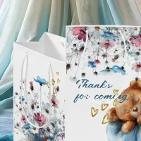 Baby Shower Teddy Bear Wildflowers Medium Gift Bag