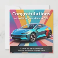 Driving Test Pass Colorful Modern Congratulations Card