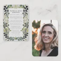 Floral Photo Sympathy Funeral Memorial Card