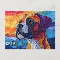 Boxer Paper Quilling Art Dog Portrait Postcard