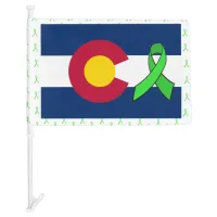 Colorado Car Flag with Lyme Disease Ribbons