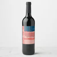 Watercolor Red Stripes and Blue Band Wine Label