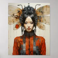 Fantasy Woman and Insect Wings Scifi AI Art Poster