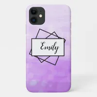 Purple Ombre Bokeh faded Pretty Name iPhone 11 Case
