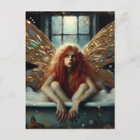 Red Hair Fairy in a Bubble Bath Postcard