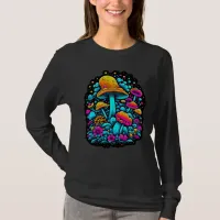 Retro Neon Mushrooms and Flowers  T-Shirt